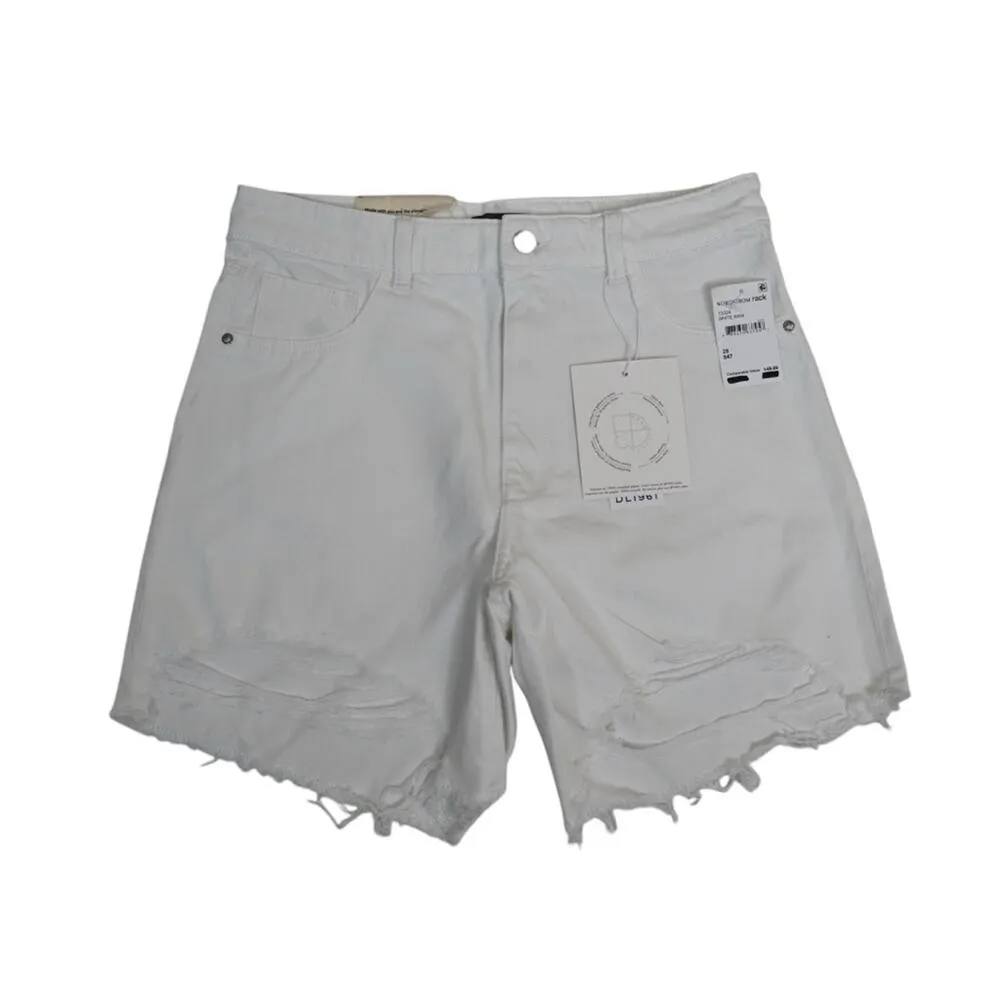 DL1961 Womens 28 Emilie Ripped High Waist Fray Hem Denim Shorts in White NEW - Image 2