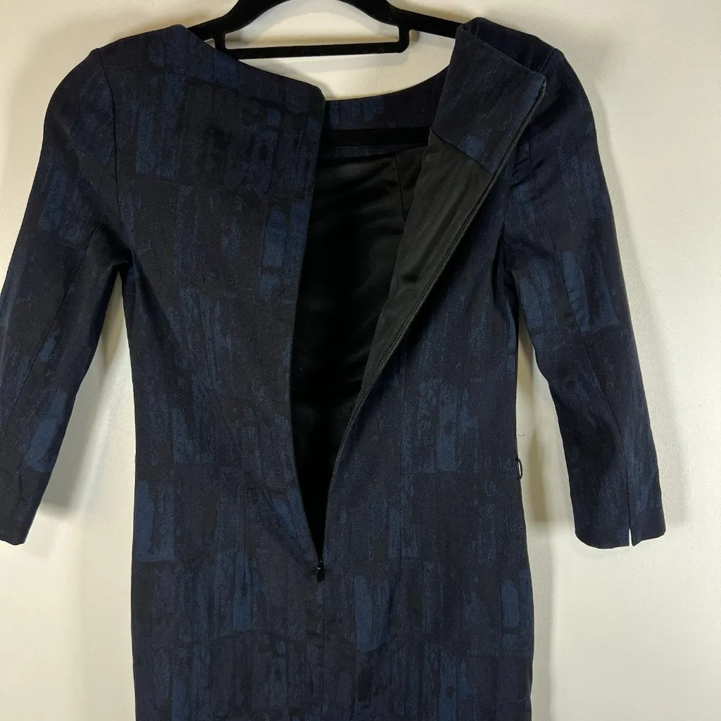 MM Lafleur Women's Navy Blue Cotton Blend Sheath Dress‎ Pockets Size 0 Designer - Image 11