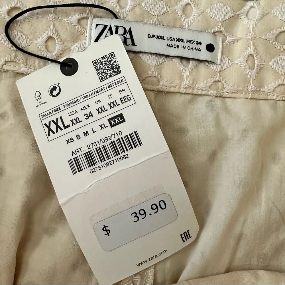 Zara Cream Eyelet Cotton Lace Shorts - Image 3