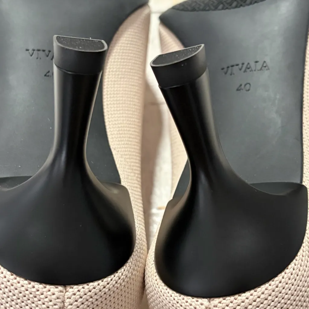 Vivaia Anna Pointed Toe Mid Heels EU size 40 US size 9 Cream Ivory/Black Pumps Black - Image 11