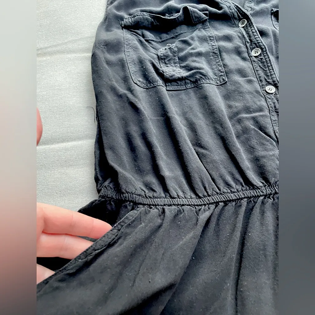 Derek Heart Black Button-Up Jumpsuit Romper shorts with pockets in front 1X Y2K - Image 5