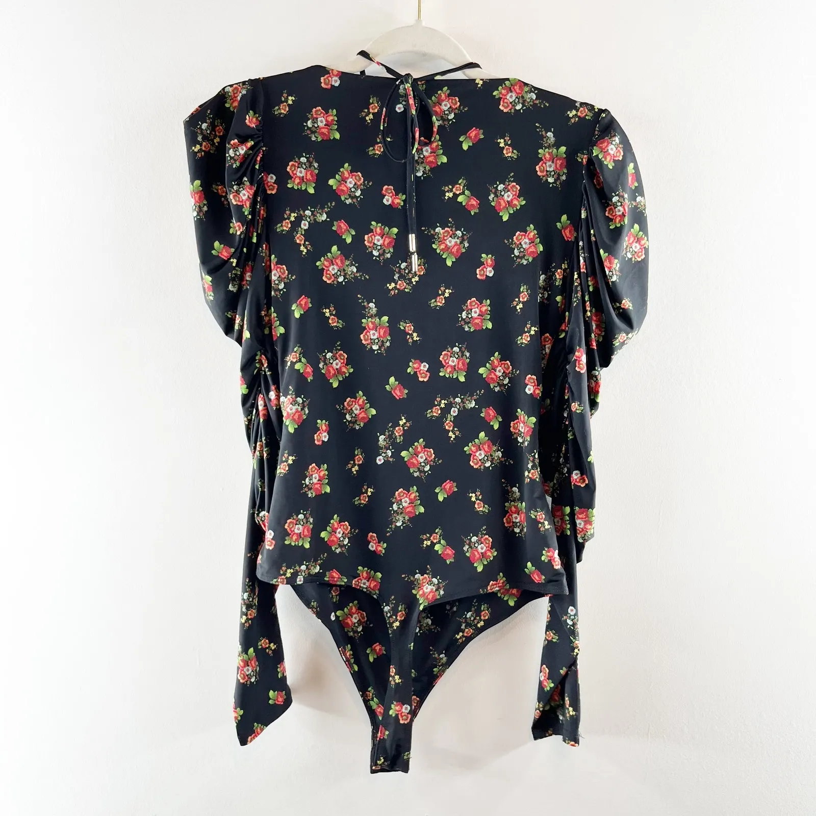 AFRM Coppelia Halter Neck Thong Bodysuit Noir Rose Garden Small Black - Image 10