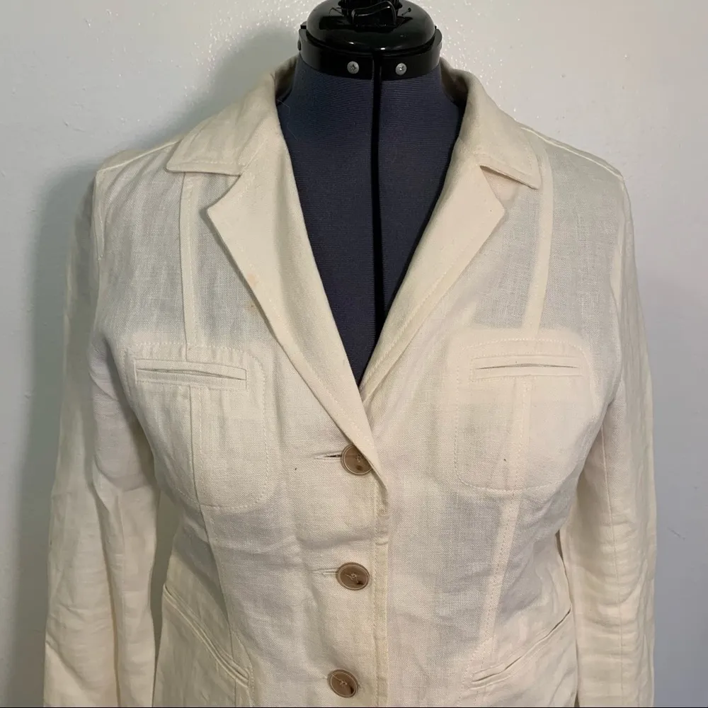Gerard Darel Linen Blazer Cream White 3 Button - Image 2