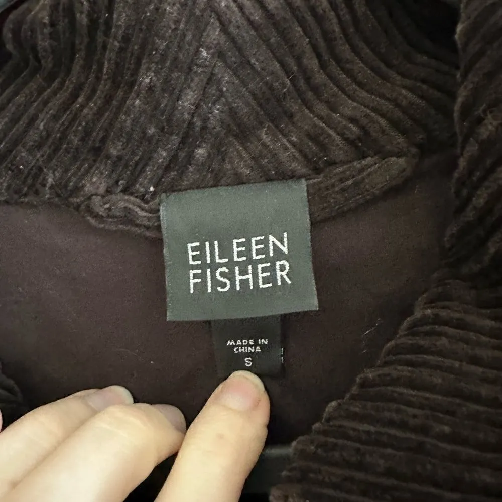 Eileen Fisher Corduroy Jacket Asymmetrical Zipper Brown Womens S - Image 3