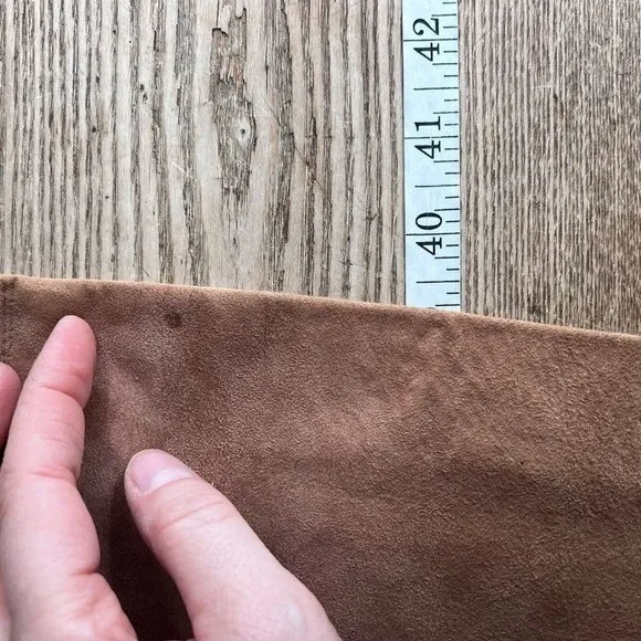 Vintage Montgomery Ward 1950s Suede Longline Jacket Coat Small medium lined Brown - Image 9