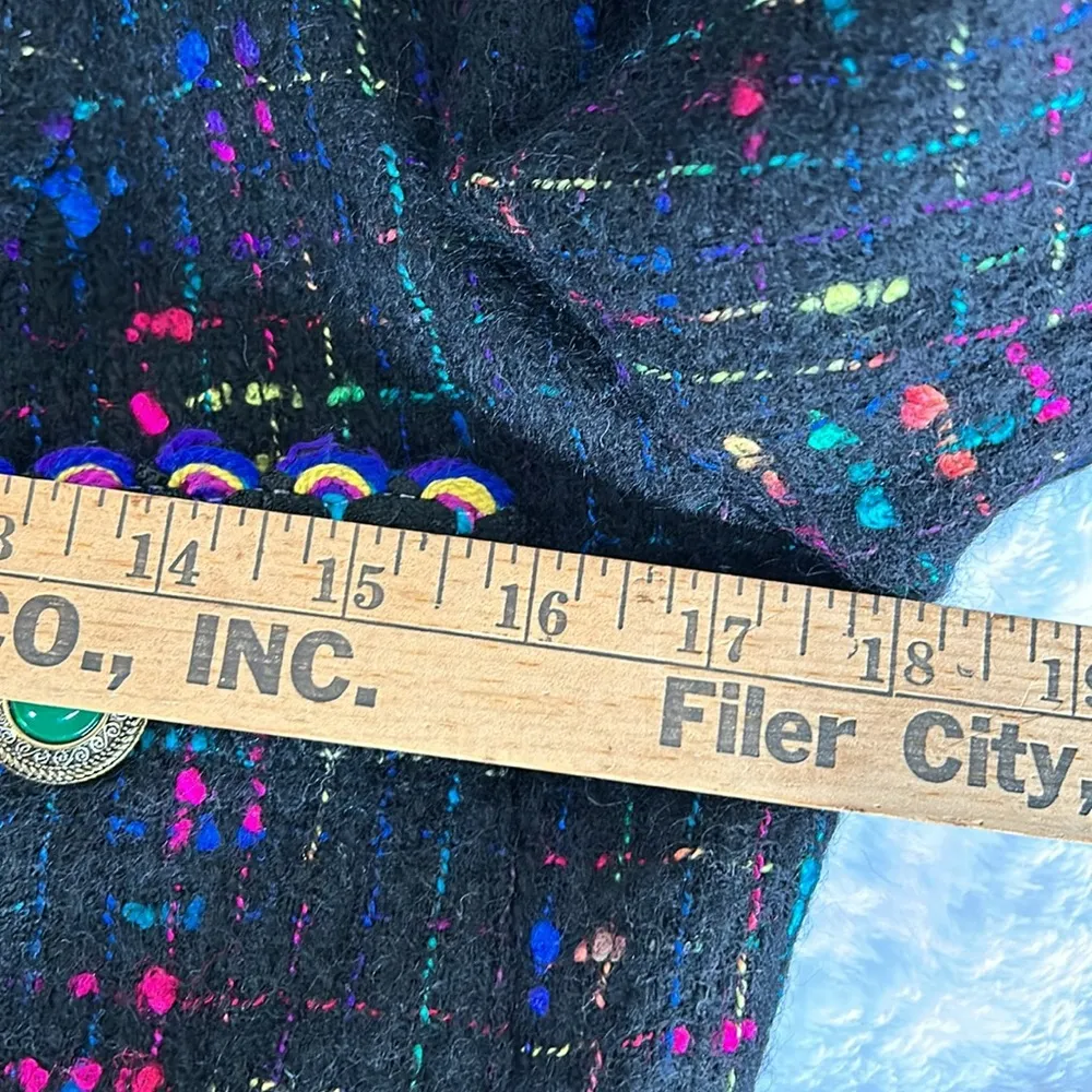 VINTAGE HERBERT GROSSMAN RARE Multi Color RAINBOW Wool Tweed Blazer Made in USA Black Size undefined - Image 13