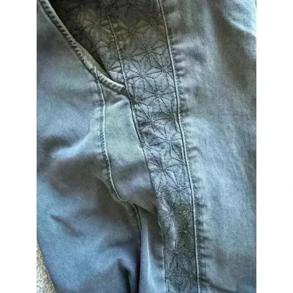 Anthropologie Grey Chinos with Floral Embroidered Detail Straight Leg Pants - Image 5