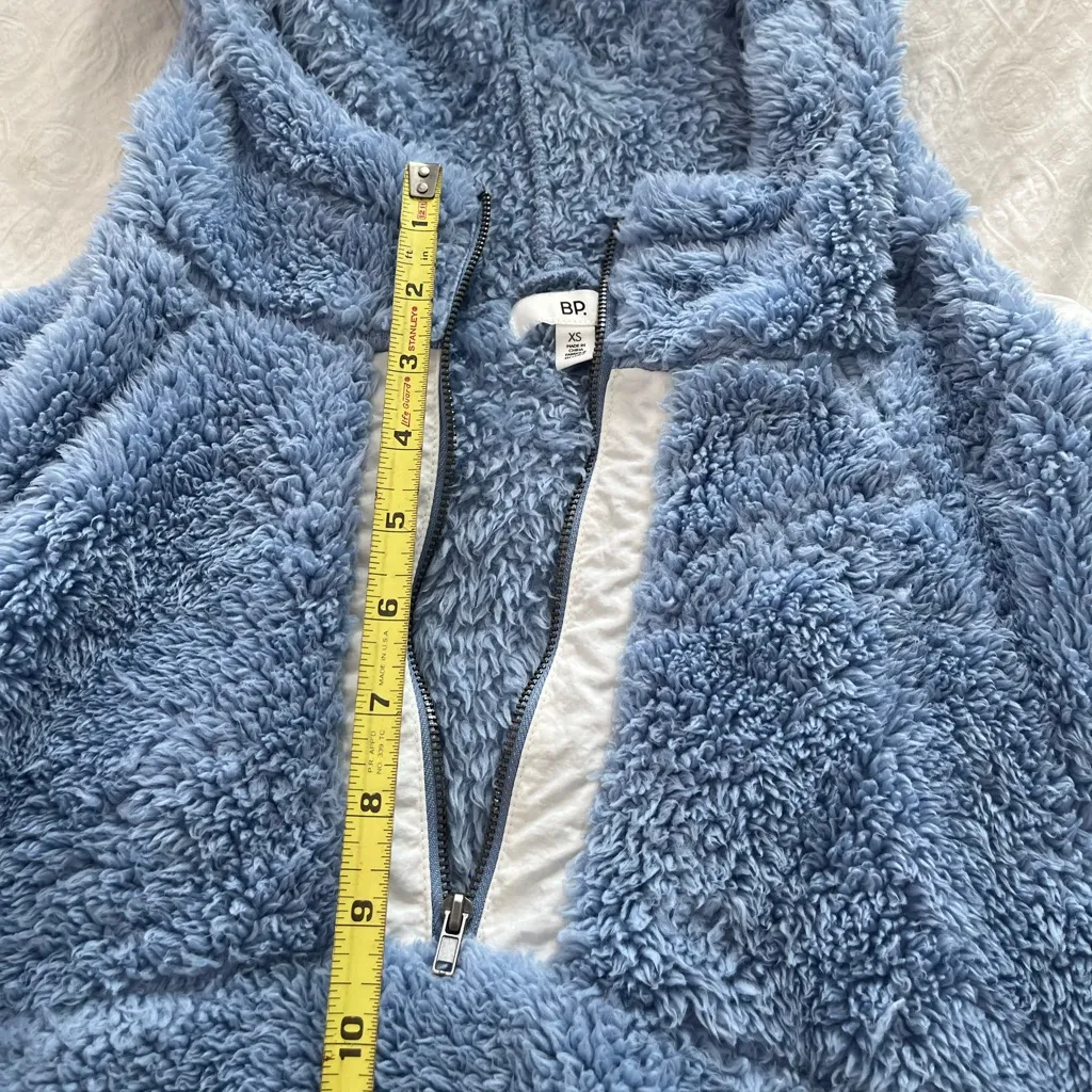 BP. Fluffy Blue Sherpa Cropped Jacket - Image 6