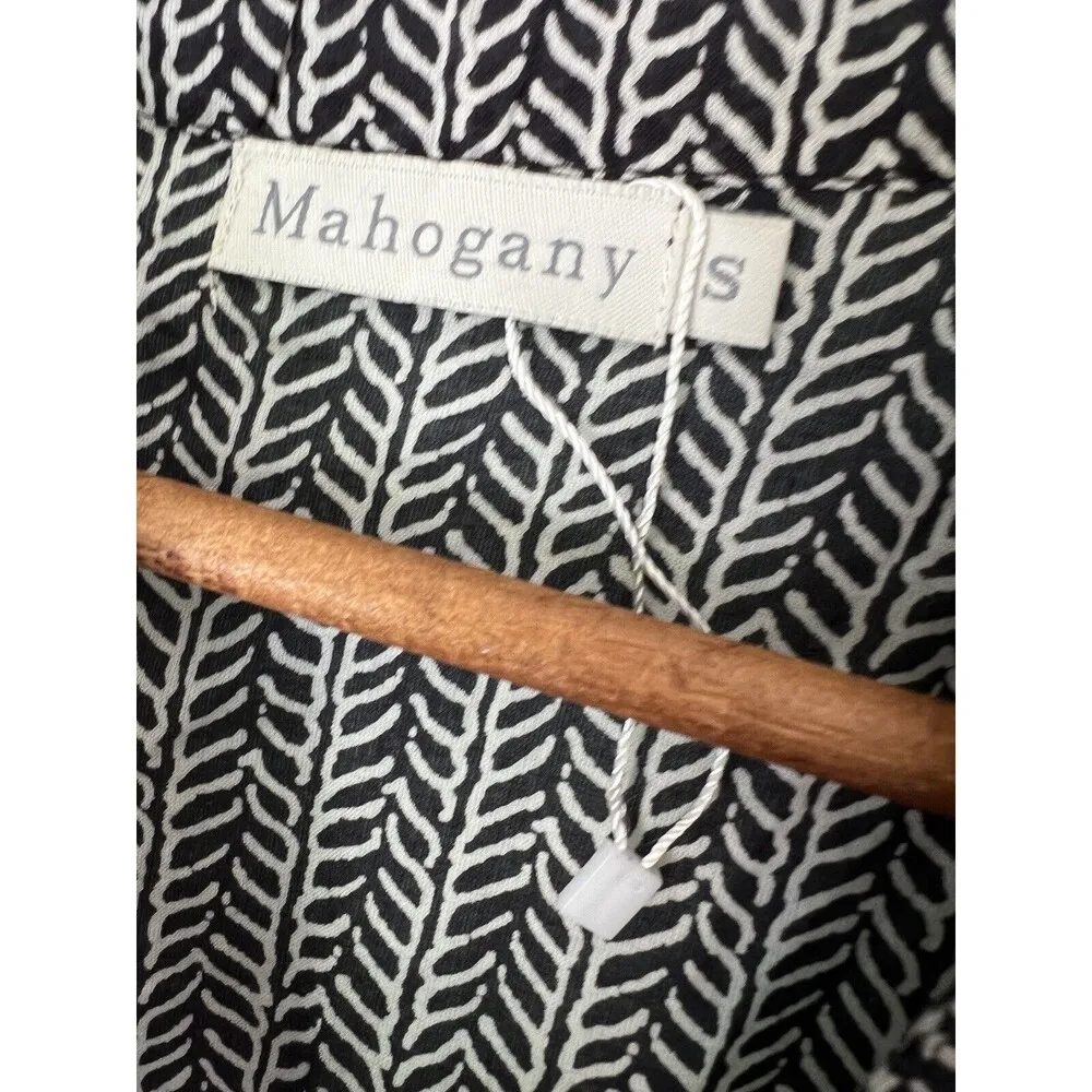 Mahogany women's size S Top Frida tunic shirt cotton Black White modest - Image 2