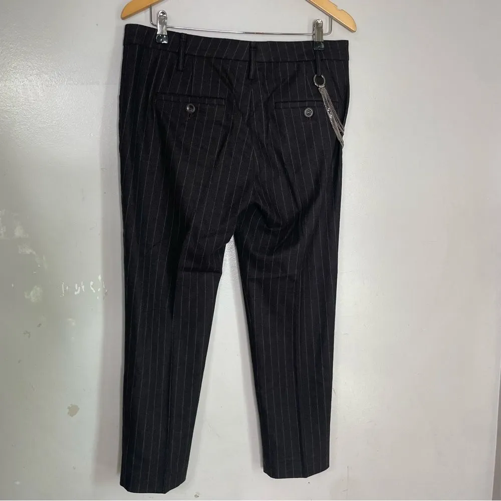 Brunello Cucinelli Italian Wool Pinstripe Pants With Chain Detail Womens Size 12 - Image 4