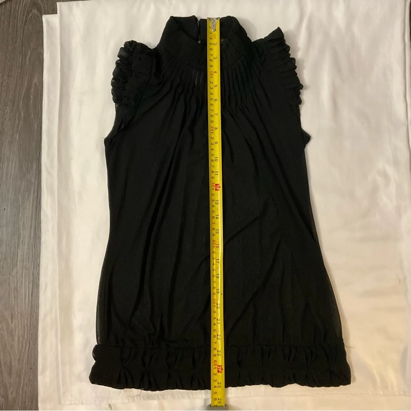 The Limited Sheer Black Sleeveless Ruched Detail Top XS Coquette Girl Rocker - Image 6