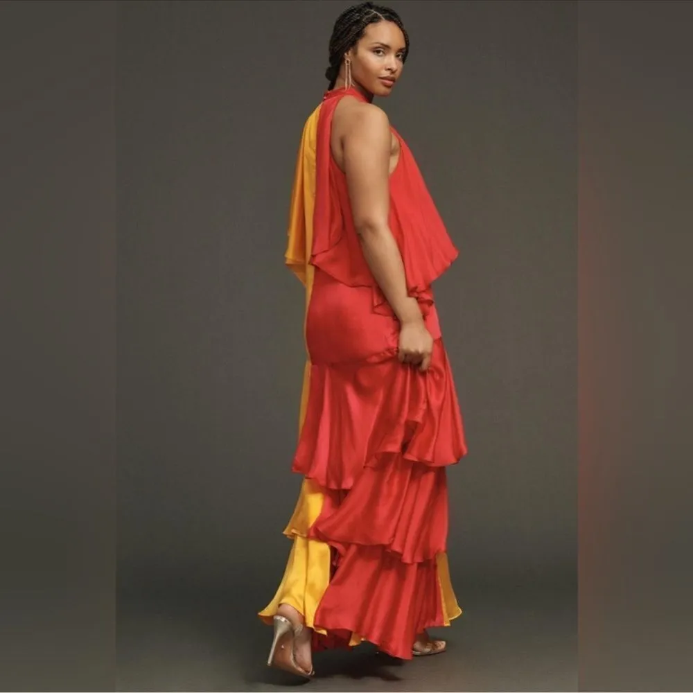 Anthropologie Pinnacle by Shruti Sancheti Mock-Neck Colorblock Ruffle Dress NEW - Image 6