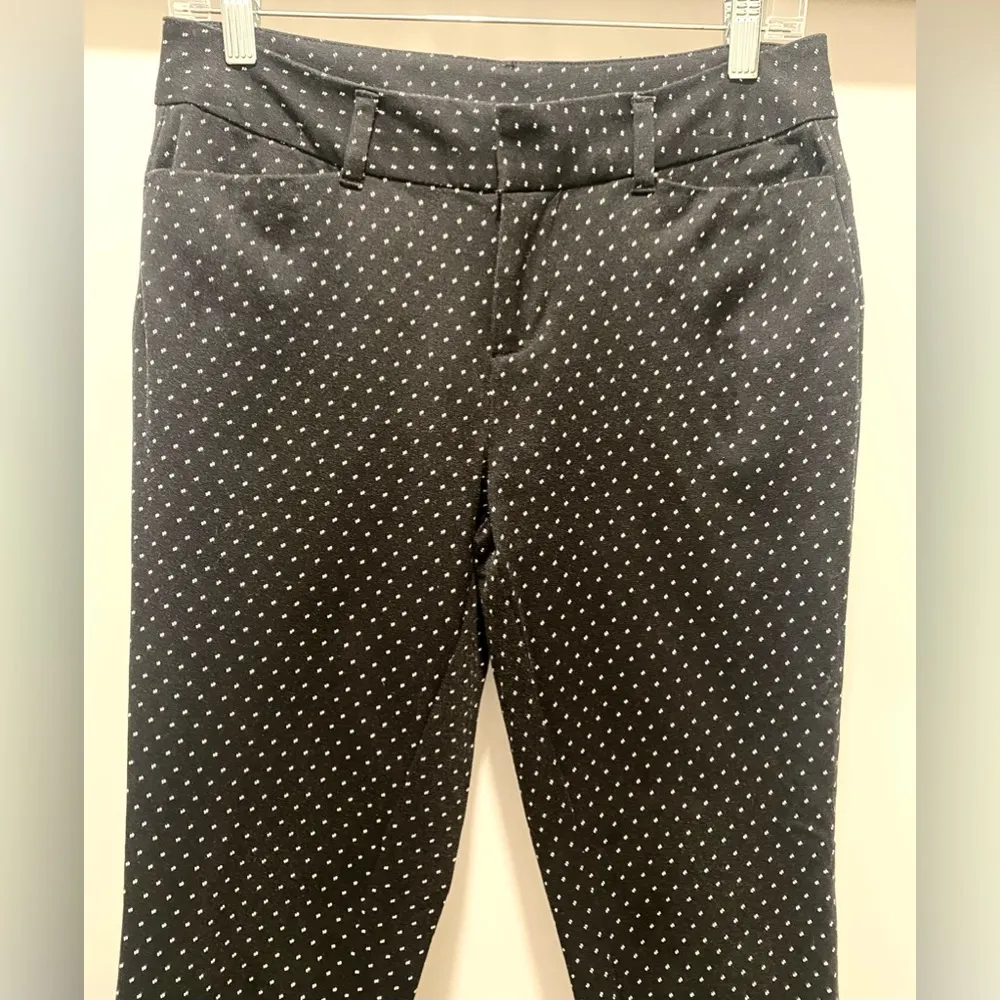 Mid-Rise Black & White Printed Work Skinny Straight Leg Pants Slacks - Image 3