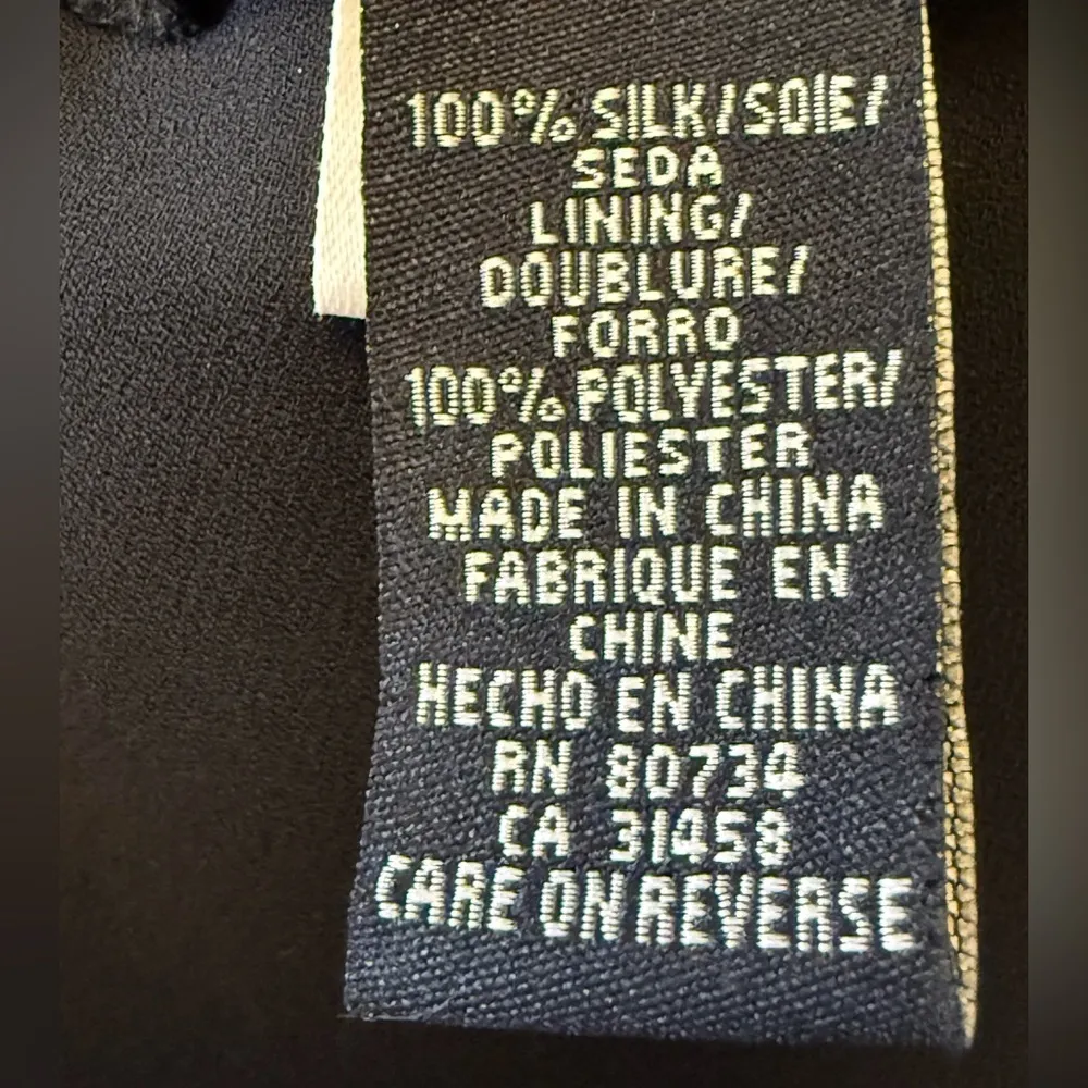 BCBGMaxAzria Sheer Layer Silk Black And White V-Neck Dress Women’s Size 8 - Image 11