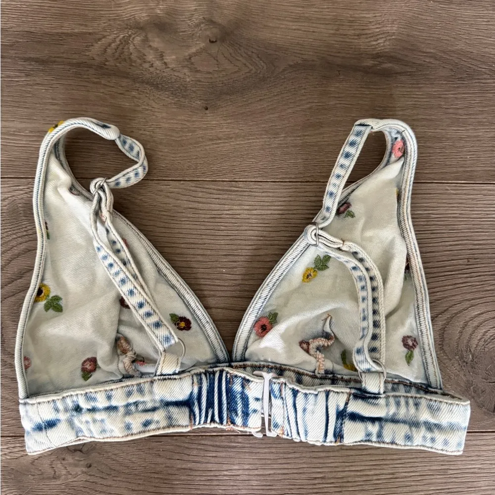 Wild Fable Denim Flower Denim Bikini Crop Top - Image 3