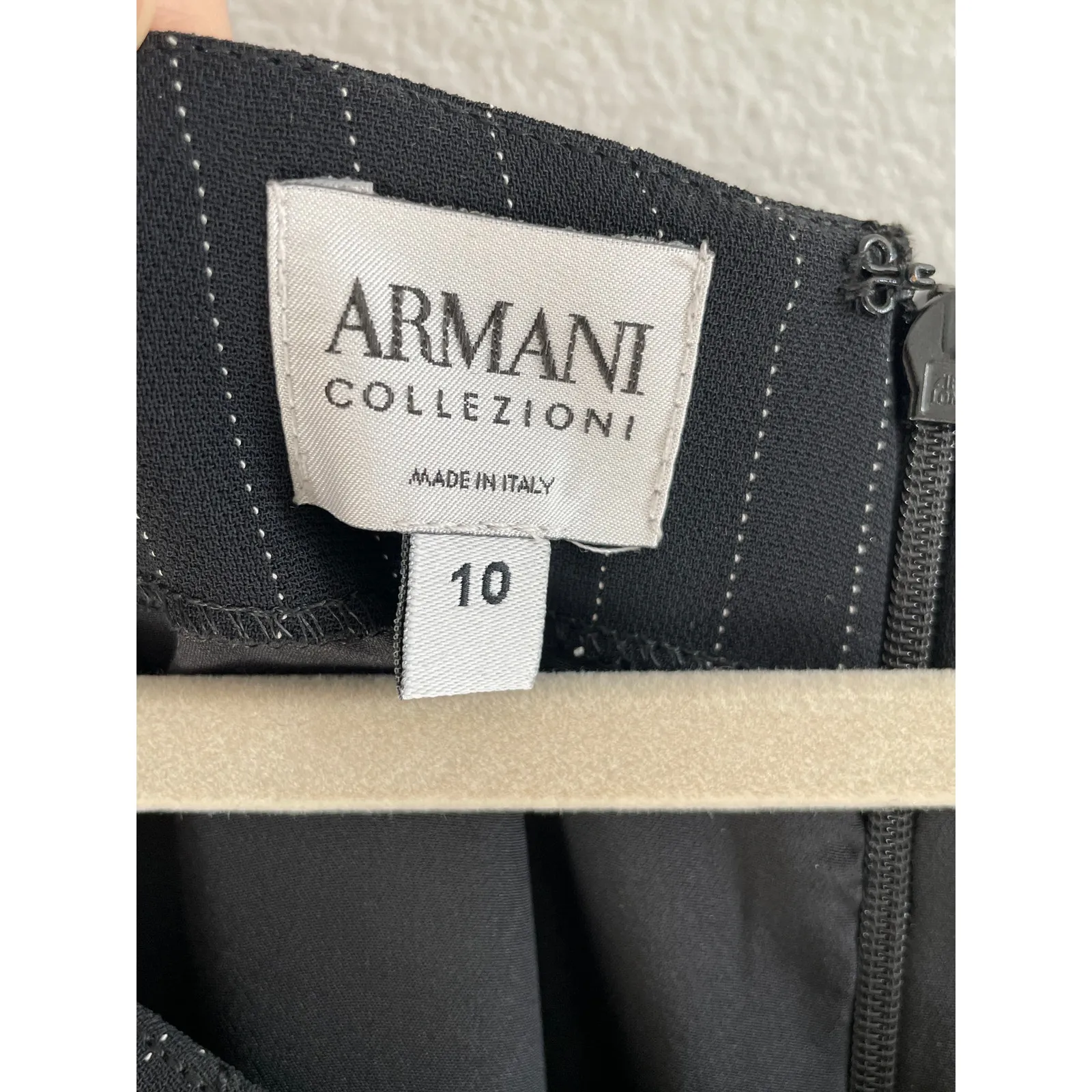 Armani Collezioni Pinstripe Sheath Dress – Size 10 – Made in Italy Black - Image 9