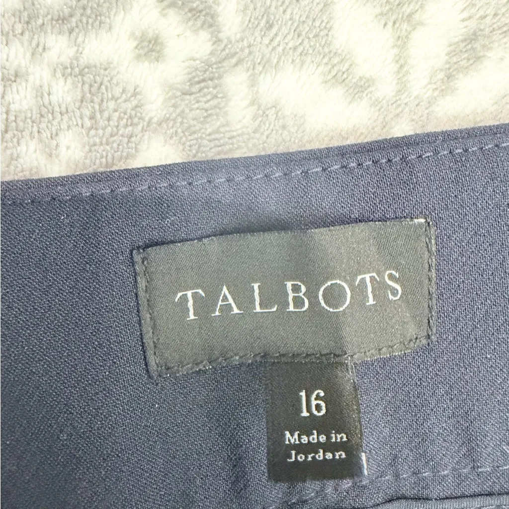Talbots Navy Button Hem Wide Leg Crop Size 16 Workwear Career Office Work - Image 4
