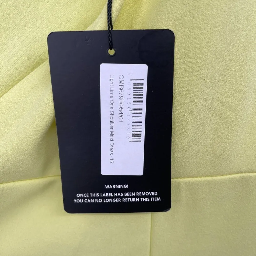 PrettyLittleThing Light Lime One Shoulder Maxi Gown Dress Back Slit Crepe - Image 10