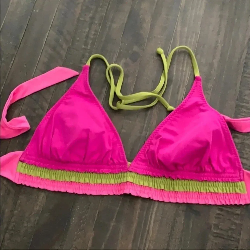 BECCA Rebecca Virtue Sunrise Color Block Banded Halter Top Bikini Size S Small - Image 3