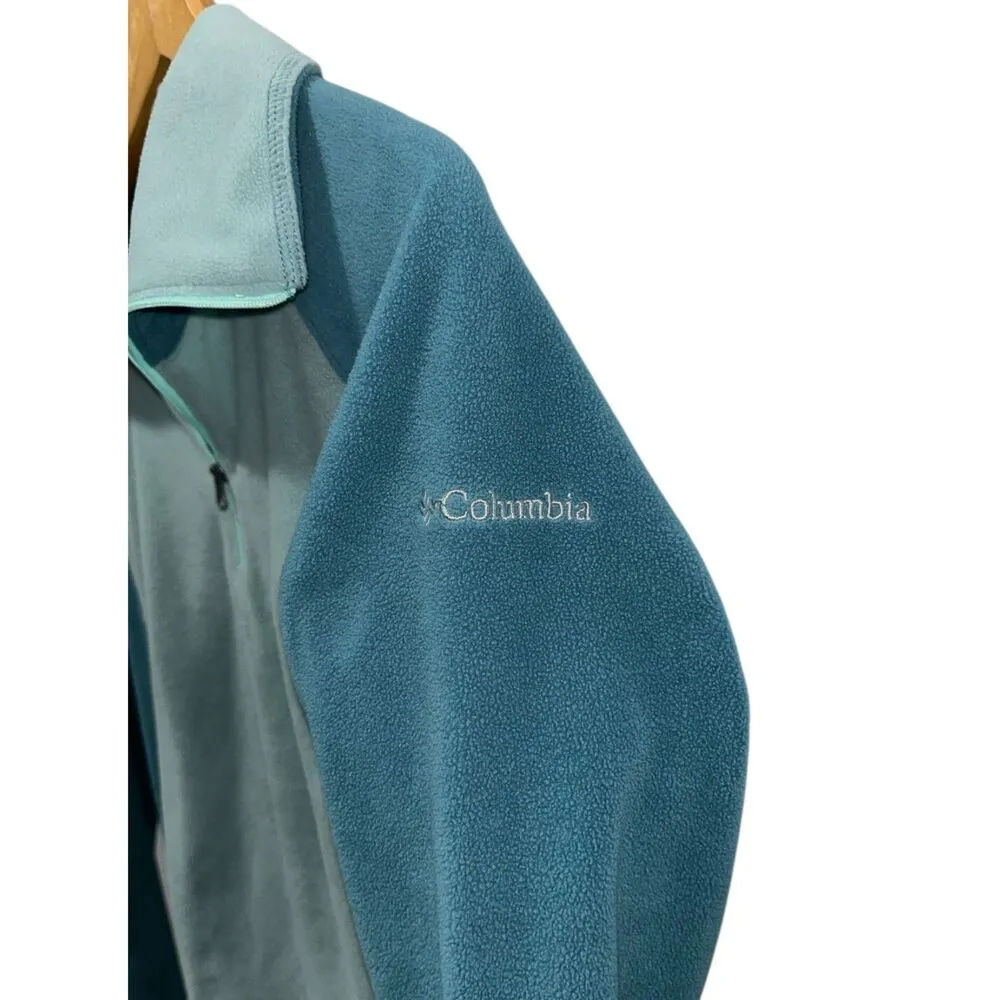 Columbia Women's Teal 1/4 Zip Long Sleeve Sweater Size Small Fleece High Neck - Image 7