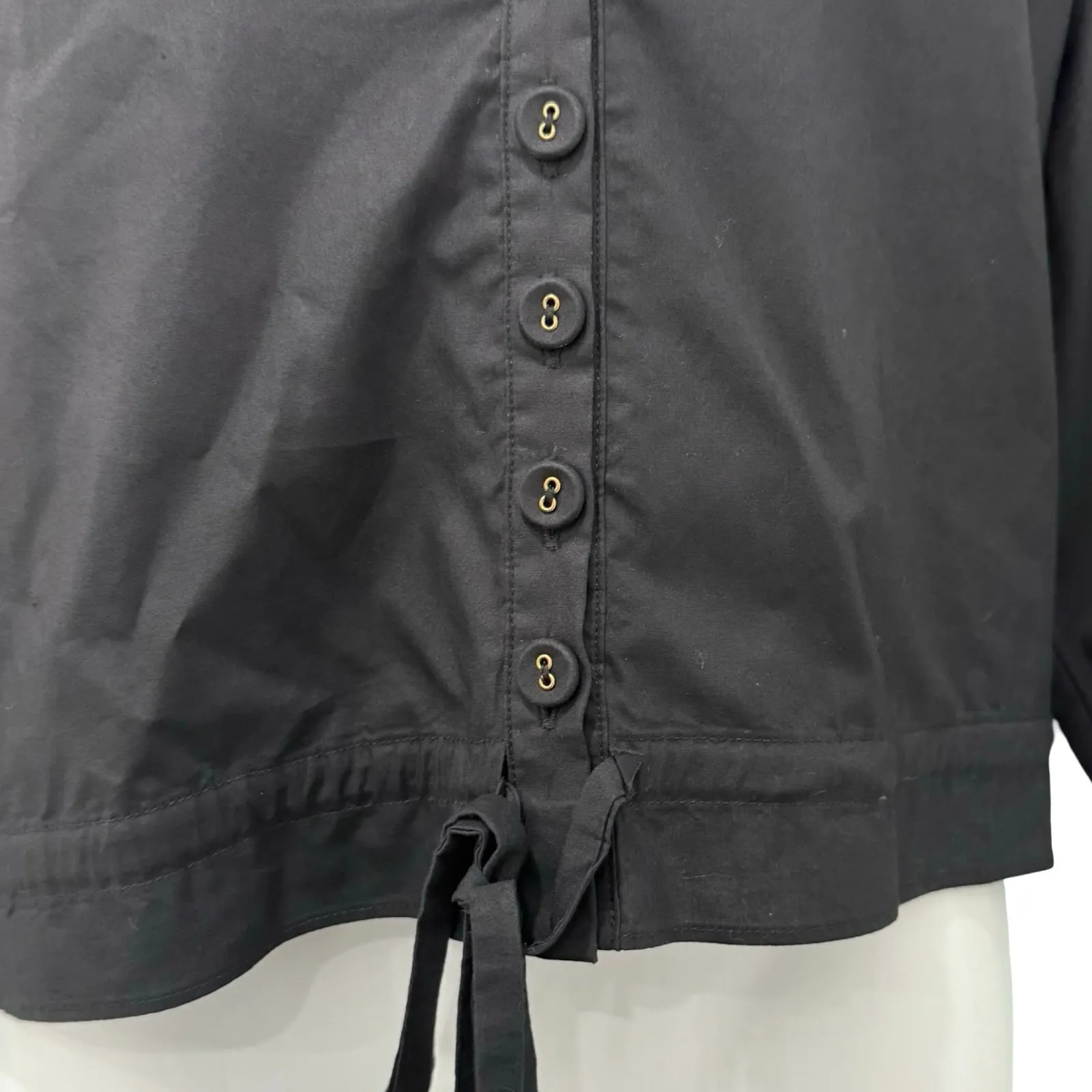 Cara Cara Black Cropped Collared Button Down Hutton Half Sleeve Top size XS - Image 5