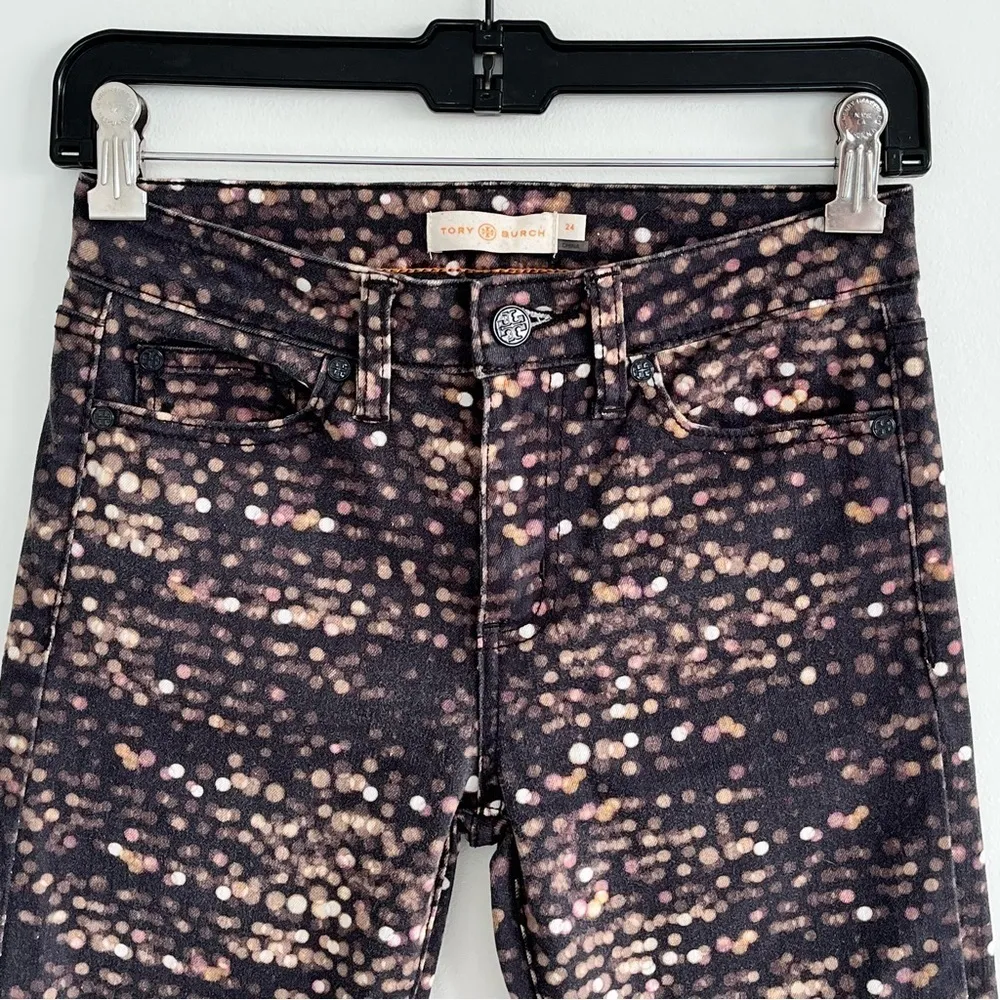 Tory Burch Black Flash Print Slim Skinny Jeans Size 24 - Image 7