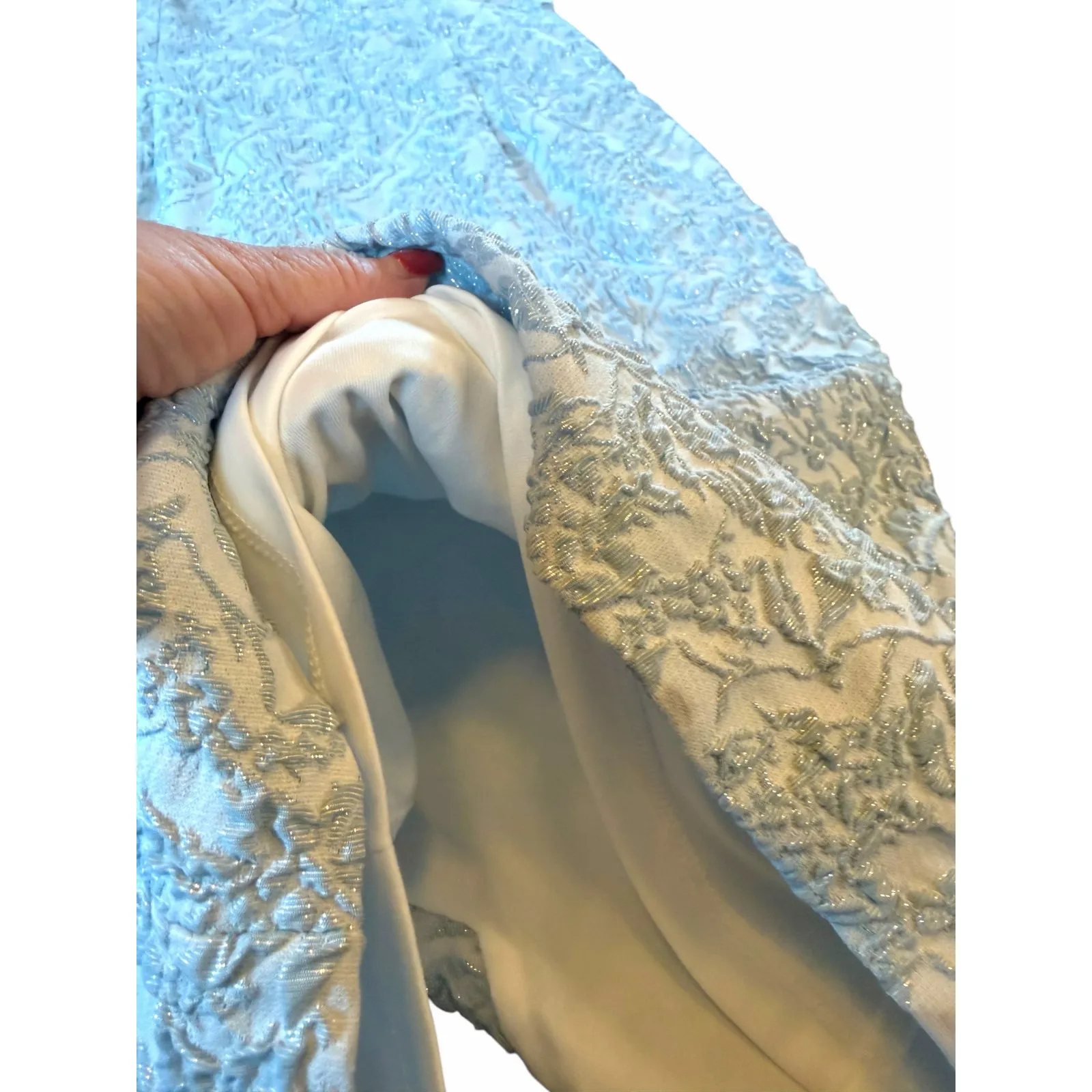 Betsy & Adam Ice Blue and Silver Jacquard Midi Dress - Size 14W - Image 8