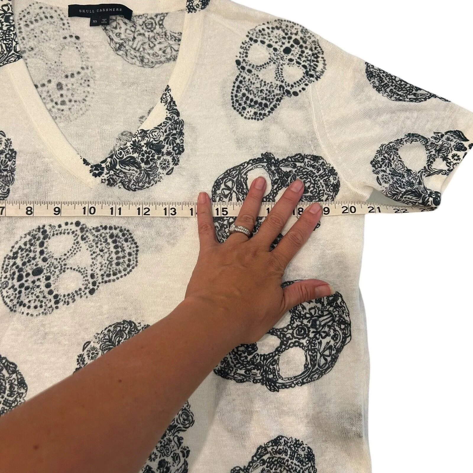 SKULL CASHMERE‎ Rima Skull Linen Relaxed Fit Tee Shirt XS $198 - Image 4