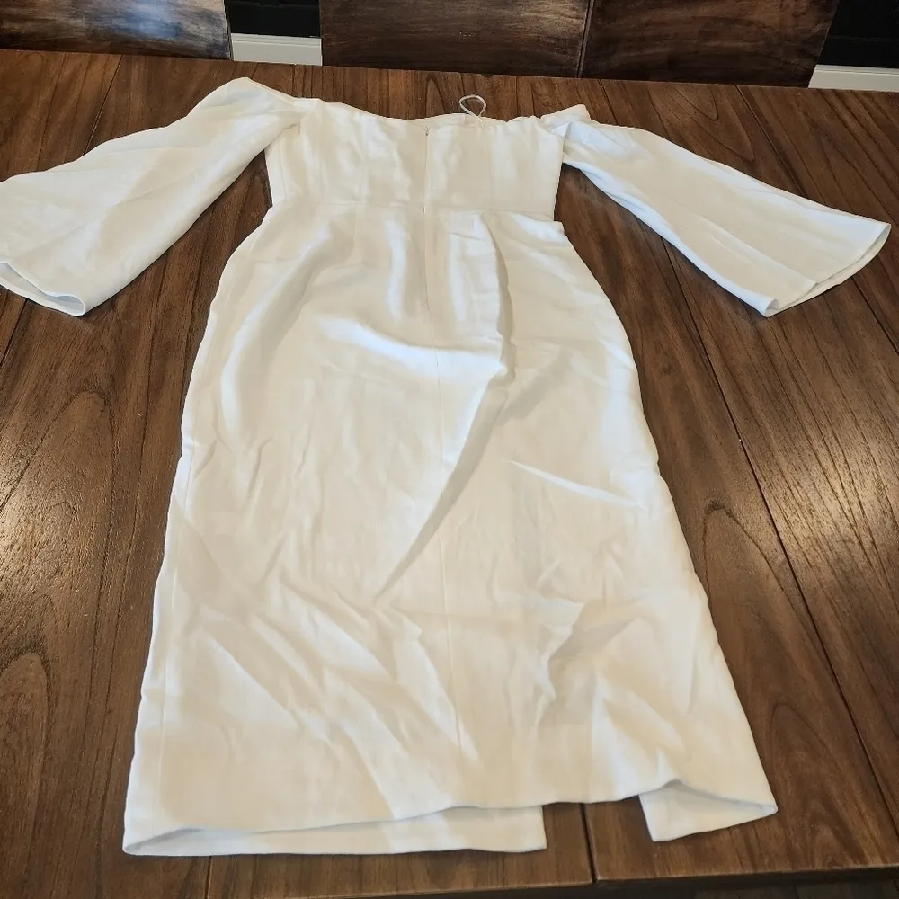 BHLDN Dress The Population Erin white off the shoulder cocktail mini Midi dress - Image 5