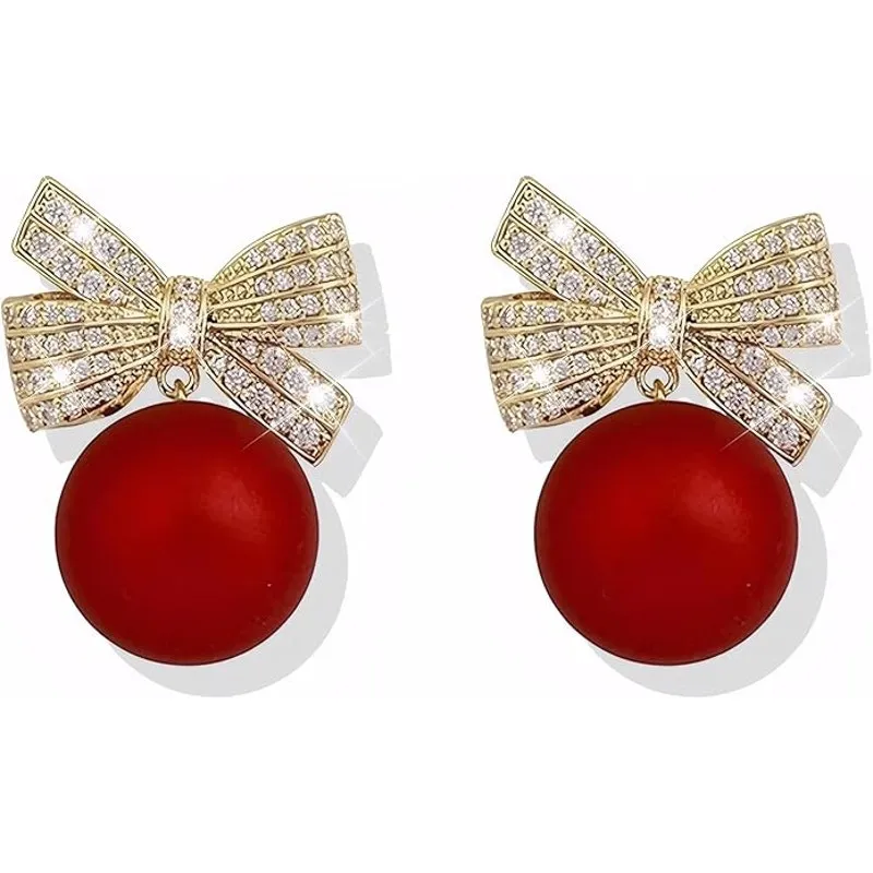 Sparkly Elegant Bowknot Preppy Gold Bow Earrings Jewelry Women - Image 5