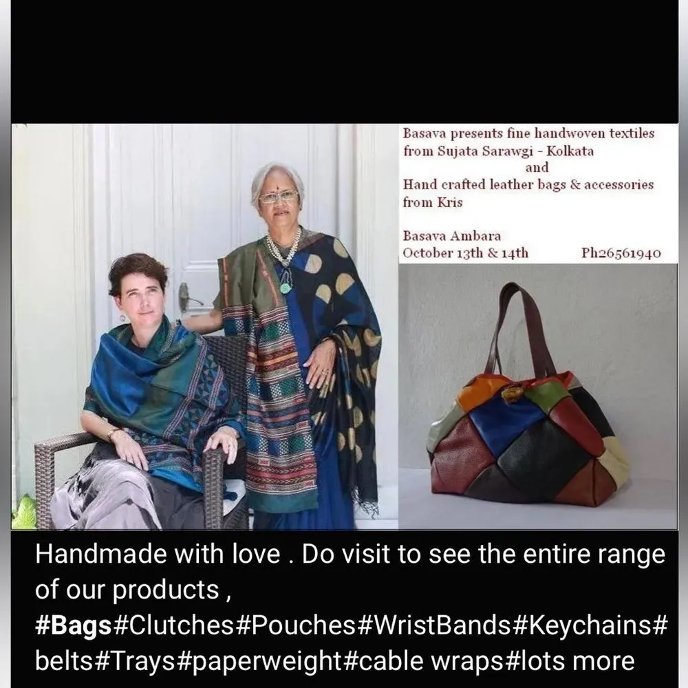 KRIS Designs Handmade Large Navy Leather Tote India - Image 10