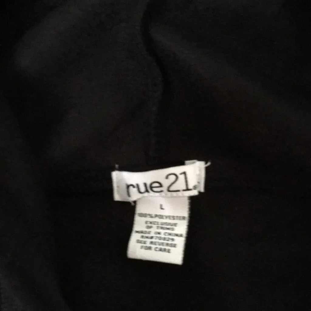 Womens Rue 21 Los Angeles California Zip Up Sweatshirt Hoodie Black Size Large - Image 5