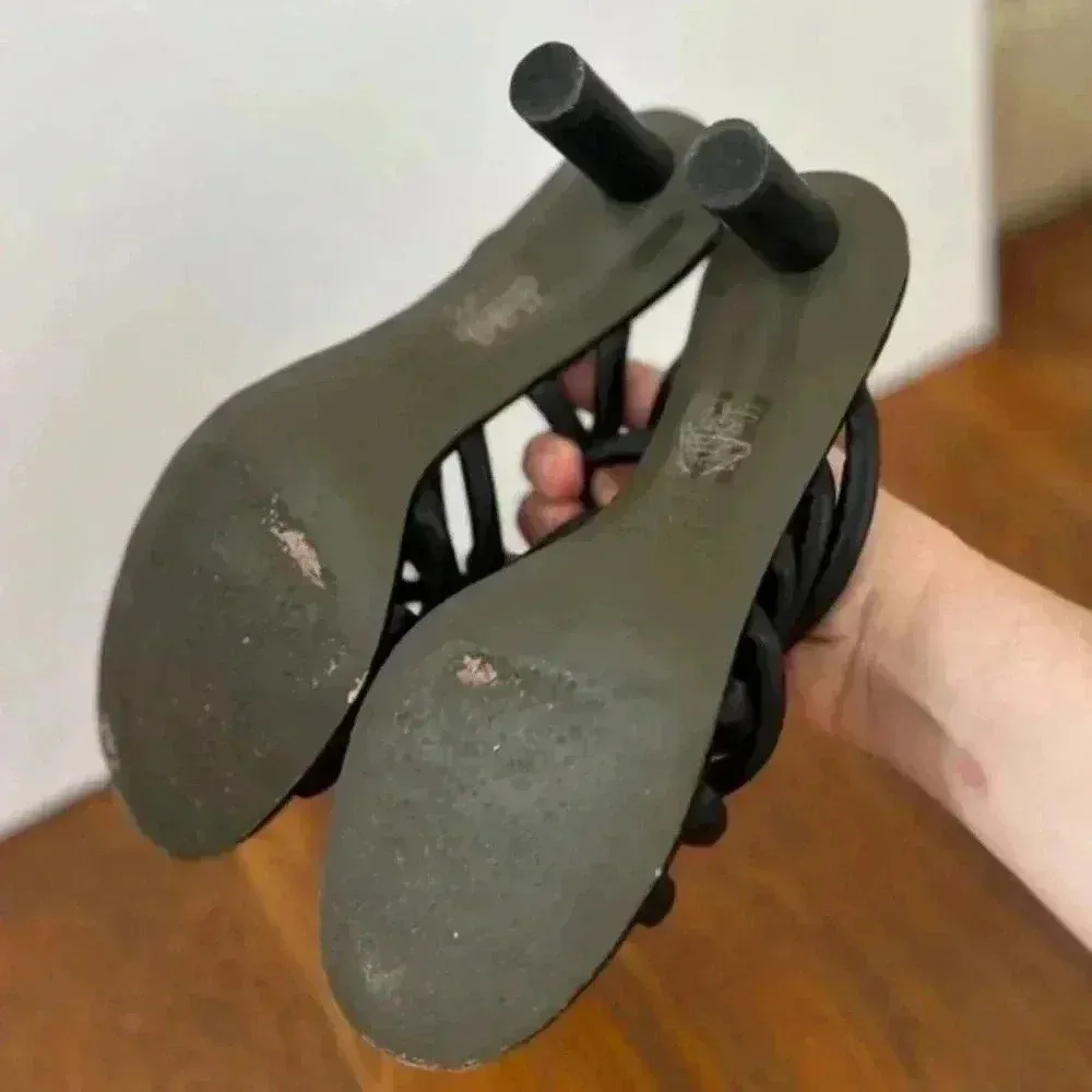 Rag & Bone Black‎ Leather Infinity Heeled Mule Sandal - Image 6