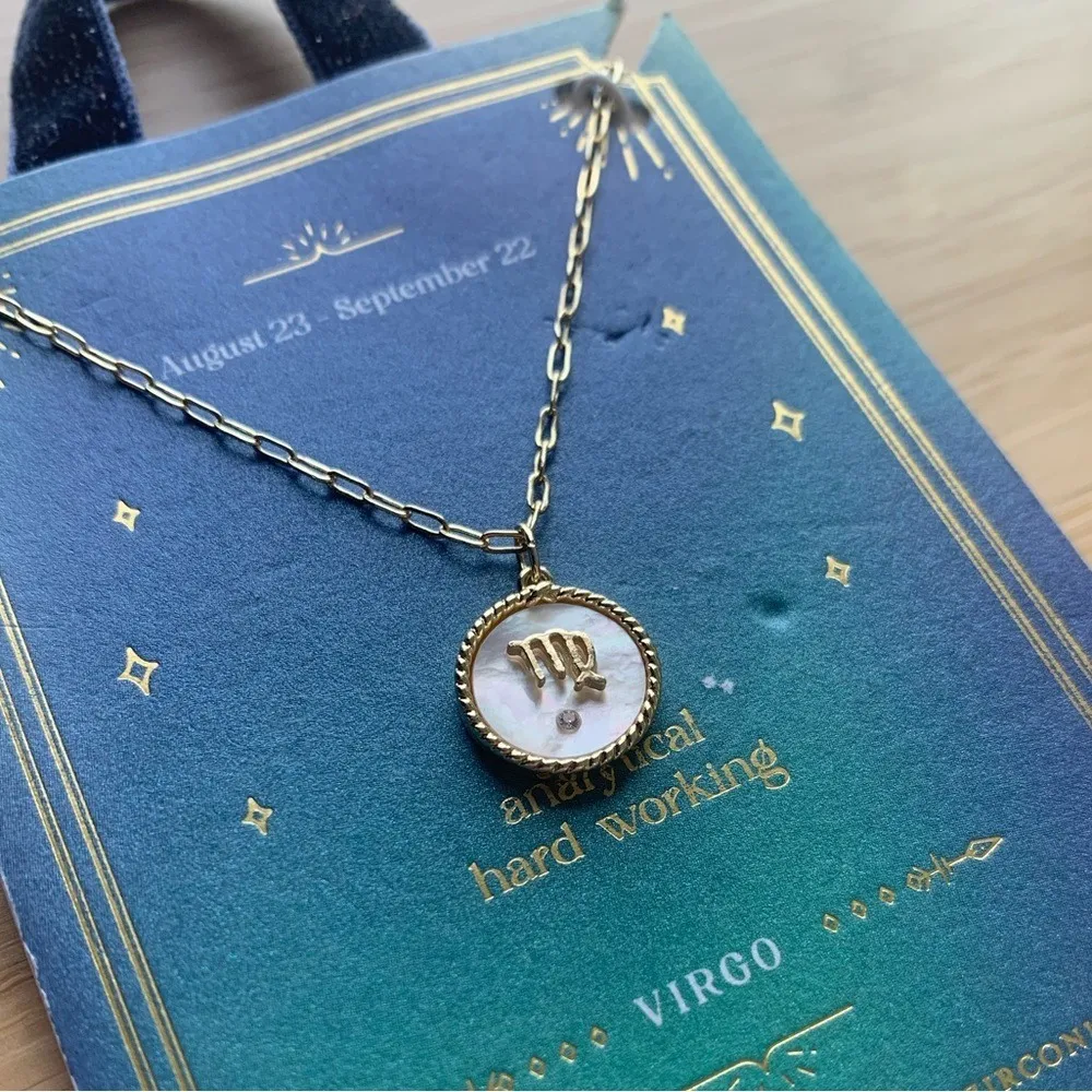 Beloved + Inspired 14K Gold Dipped Mother of Pearl Zodiac Pendant Necklace - Image 5