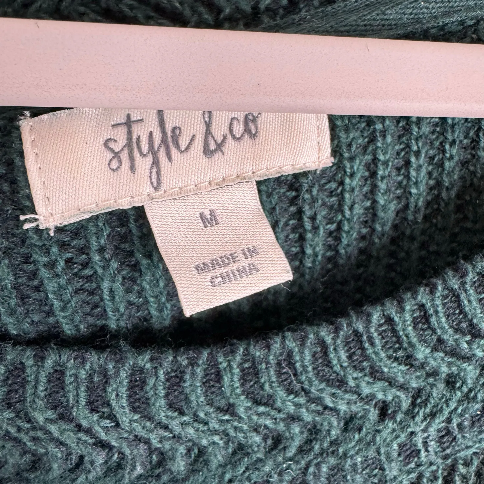 Style & Co Green Emerald Long Flared‎ Sleeve Round Knit Pullover Sweater Size M Size M - Image 4