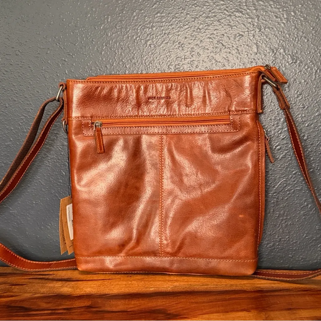 NWT Jack Georges Brown Leather Crossbody Bag - Image 2