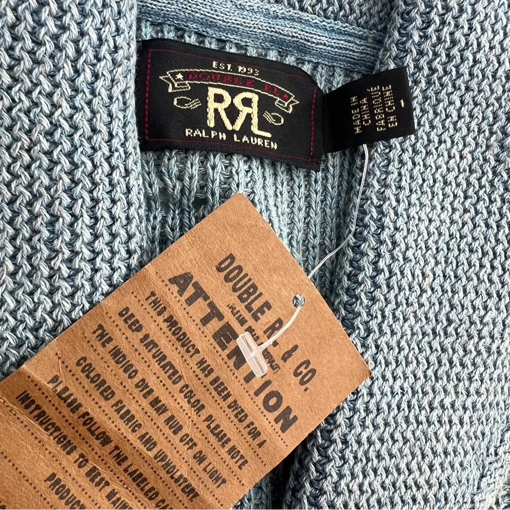 NWT RRL Double RL Ralph Lauren belted Shawl Collar Cardigan Sweater Indigo Blue Size XS - Image 5
