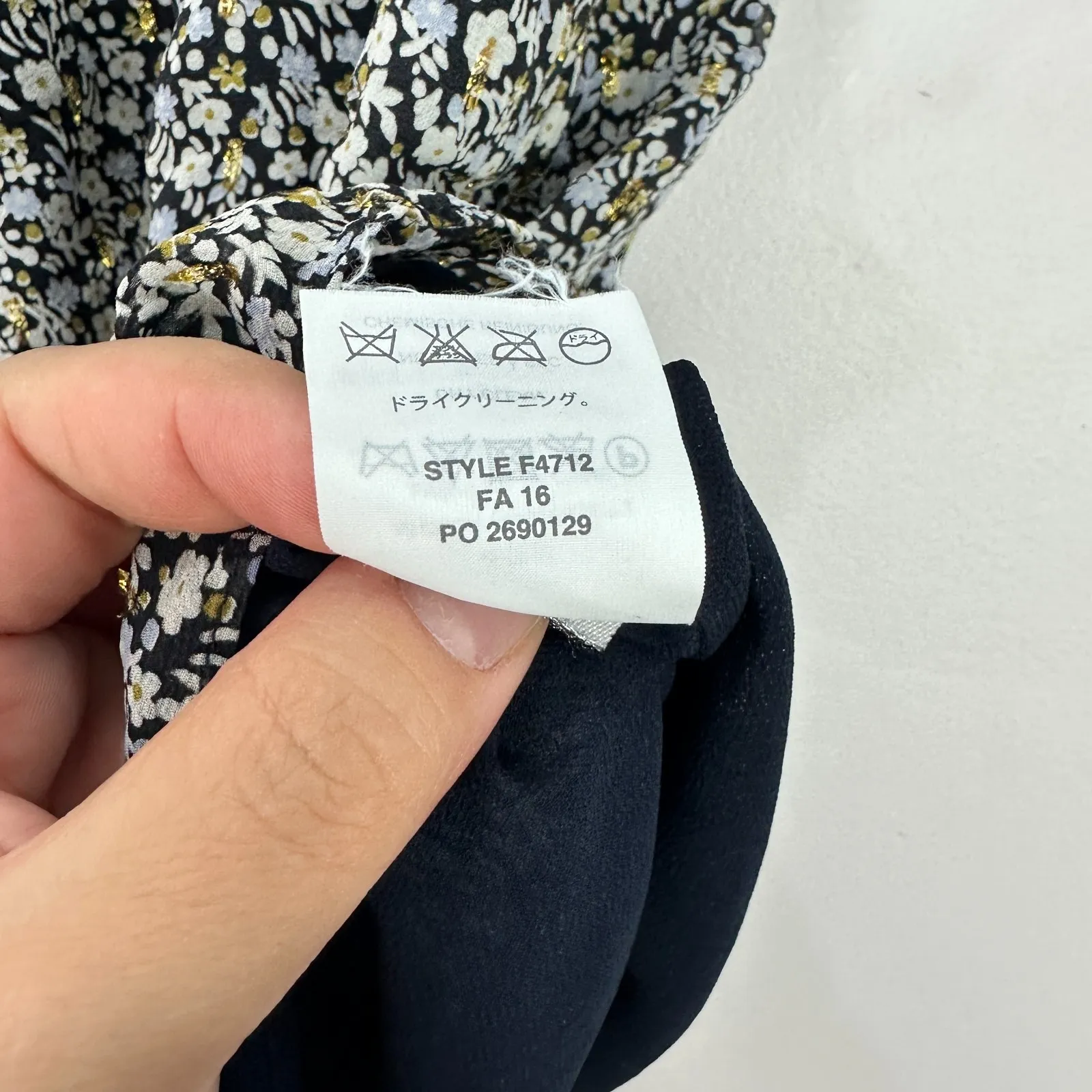 J.Crew Silk Blend Top 2 Blue Floral Metallic Gold‎ Blouse Quiet Luxury Cottage - Image 5