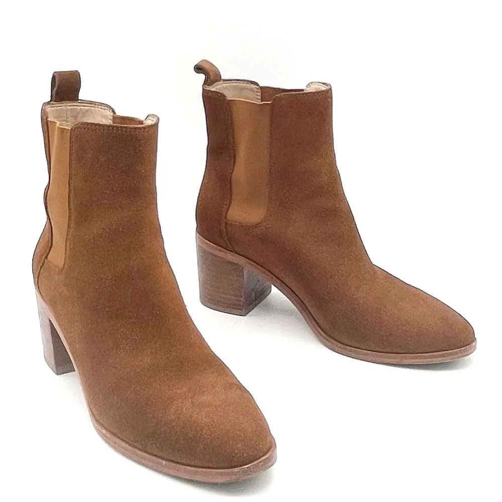 Banana Republic Suede Block Heel Chelsea Boot Whiskey Brown Suede Women’s Size 7 - Image 5