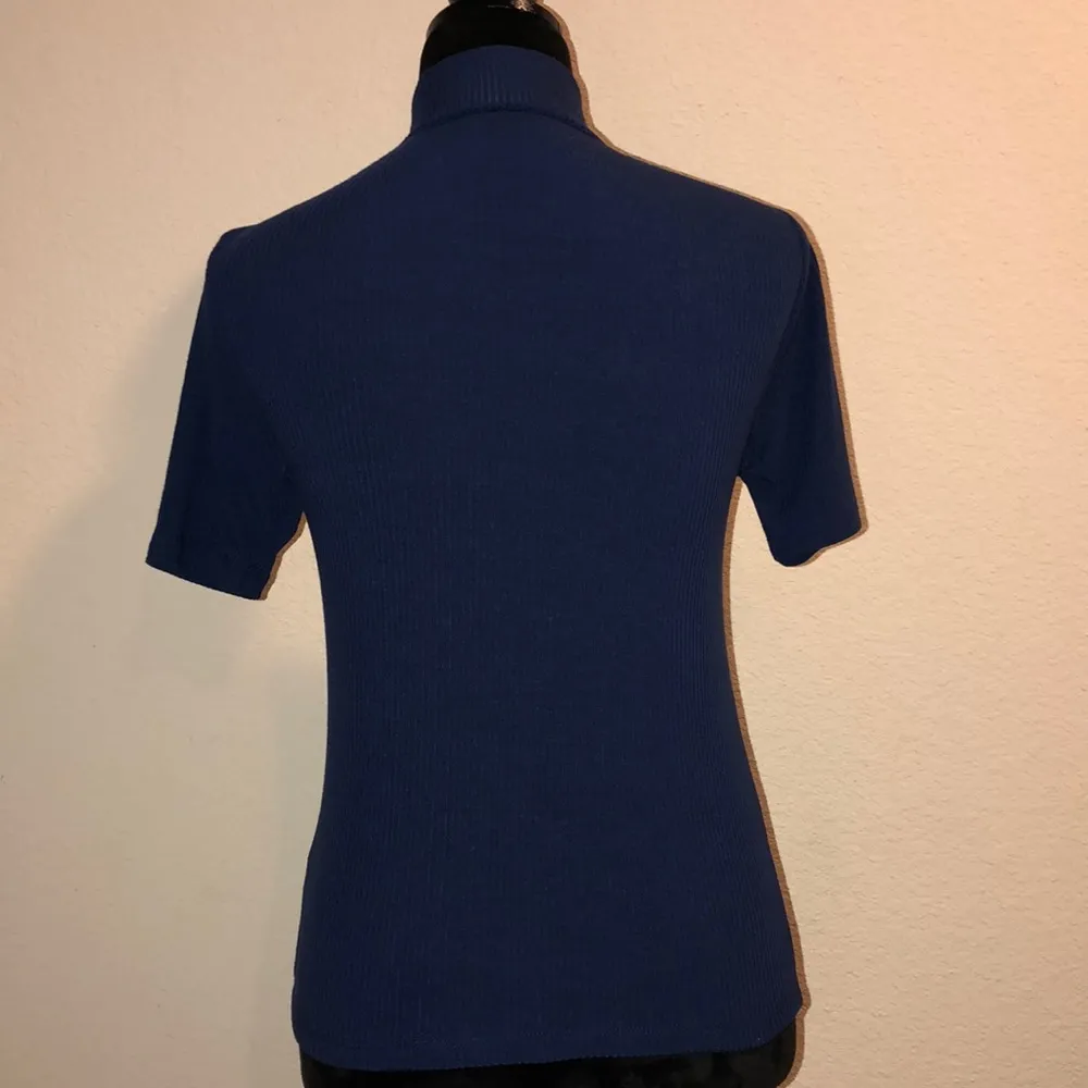 Blue & White Striped Zip Up Shirt - Image 2