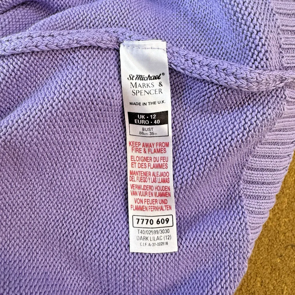 Vintage Marks & Spencer St Michael's Dark Lilac Cotton Sweater Knit UK 12 US 8 - Image 7