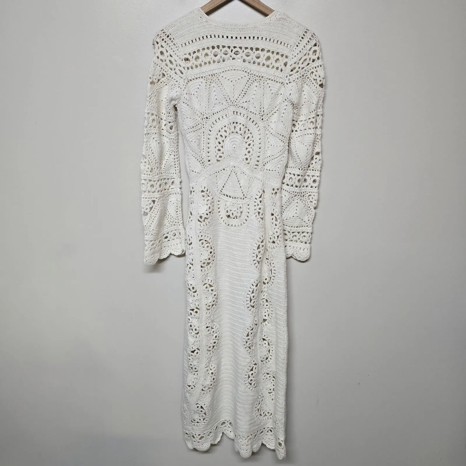 NWT Sea New York Carter White Crochet Wool Long Sleeve Maxi‎ Dress Size XS - Image 3