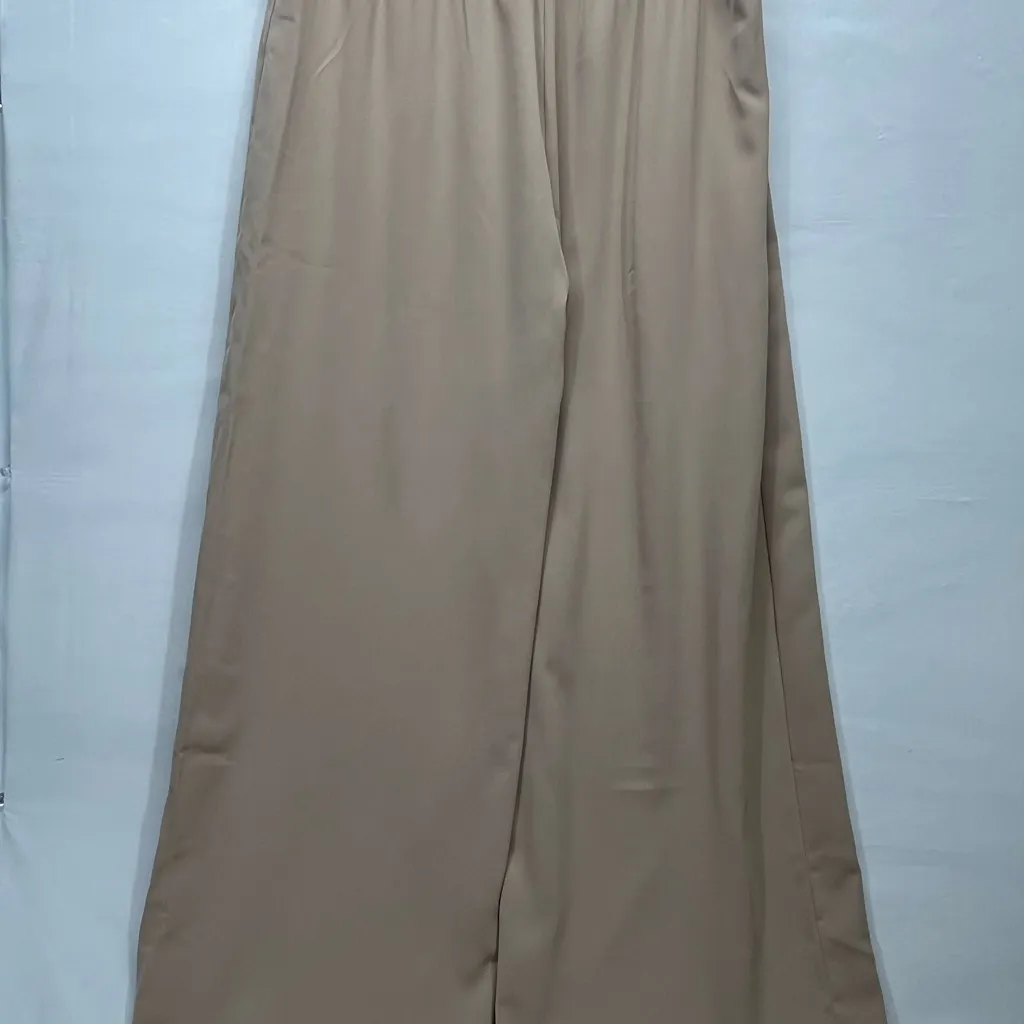 MADEPANTS WIDE LEG PANT W/SKIRT OVERLAY SIDE ZIP ELASTIC BACK XL TAN NEW - Image 7