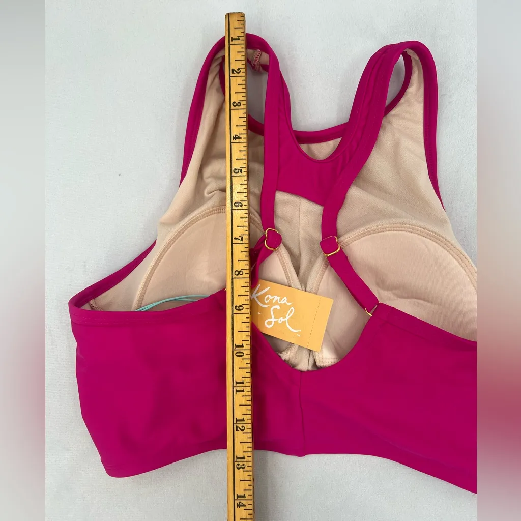 NWT Kona Sol Women's Longline Twist Hot Pink 
Bikini Top M - Image 10