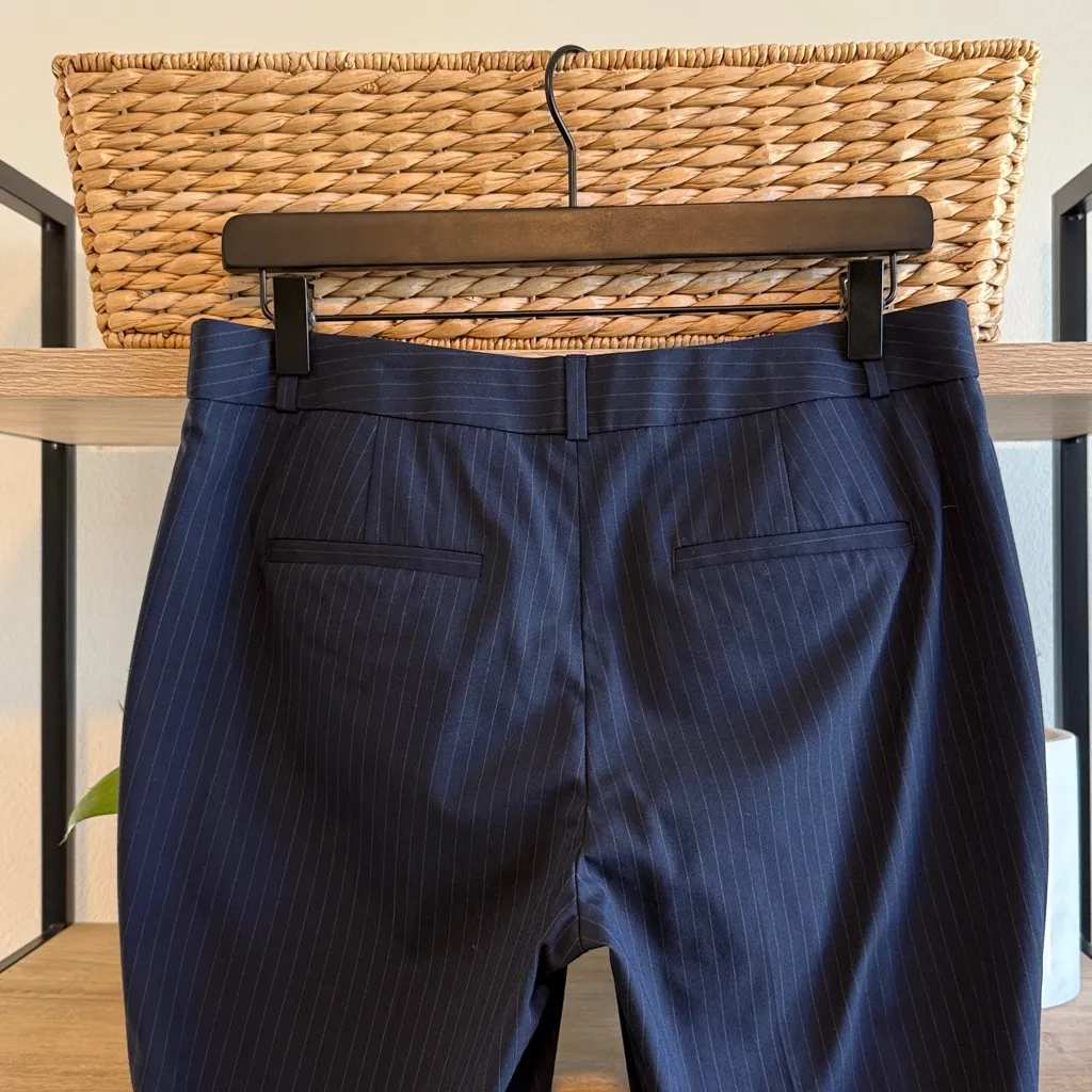 Banana Republic Ryan Navy Pinstripe Mid-Rise Woven Career Dress Pant Trouser, 6 - Image 6