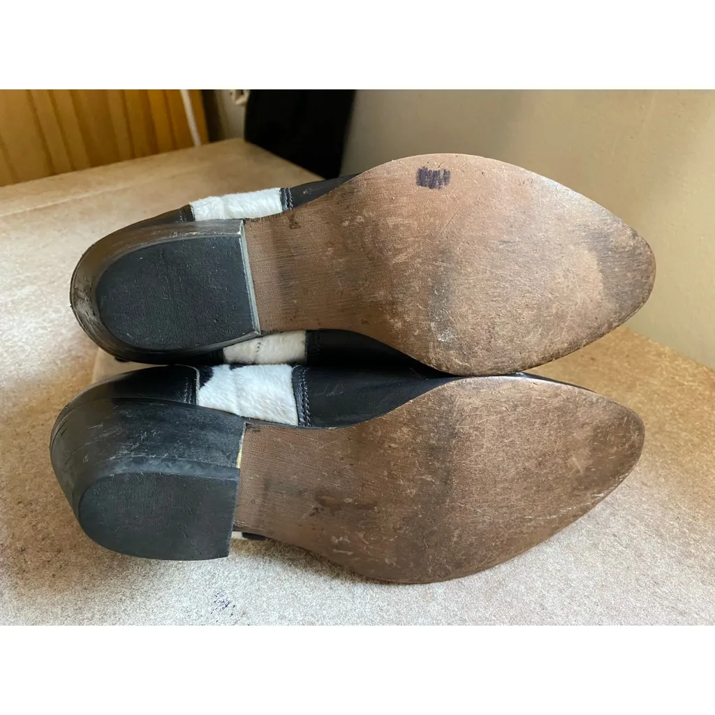 Vintage Cowhide Code West Boots Leather Pony Hair 6.5M Western Cowgirl RARE - Image 6