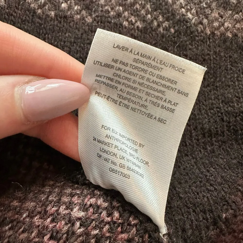 Sleeping on Snow Anthropologie Mabli maroon and tan knit sleeveless cardigan M/L - Image 9