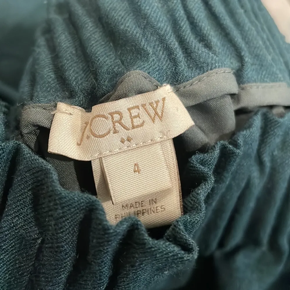 J. Crew Hunter Green Teal Paperbag Elastic Waist Skirt size 4 - Image 4