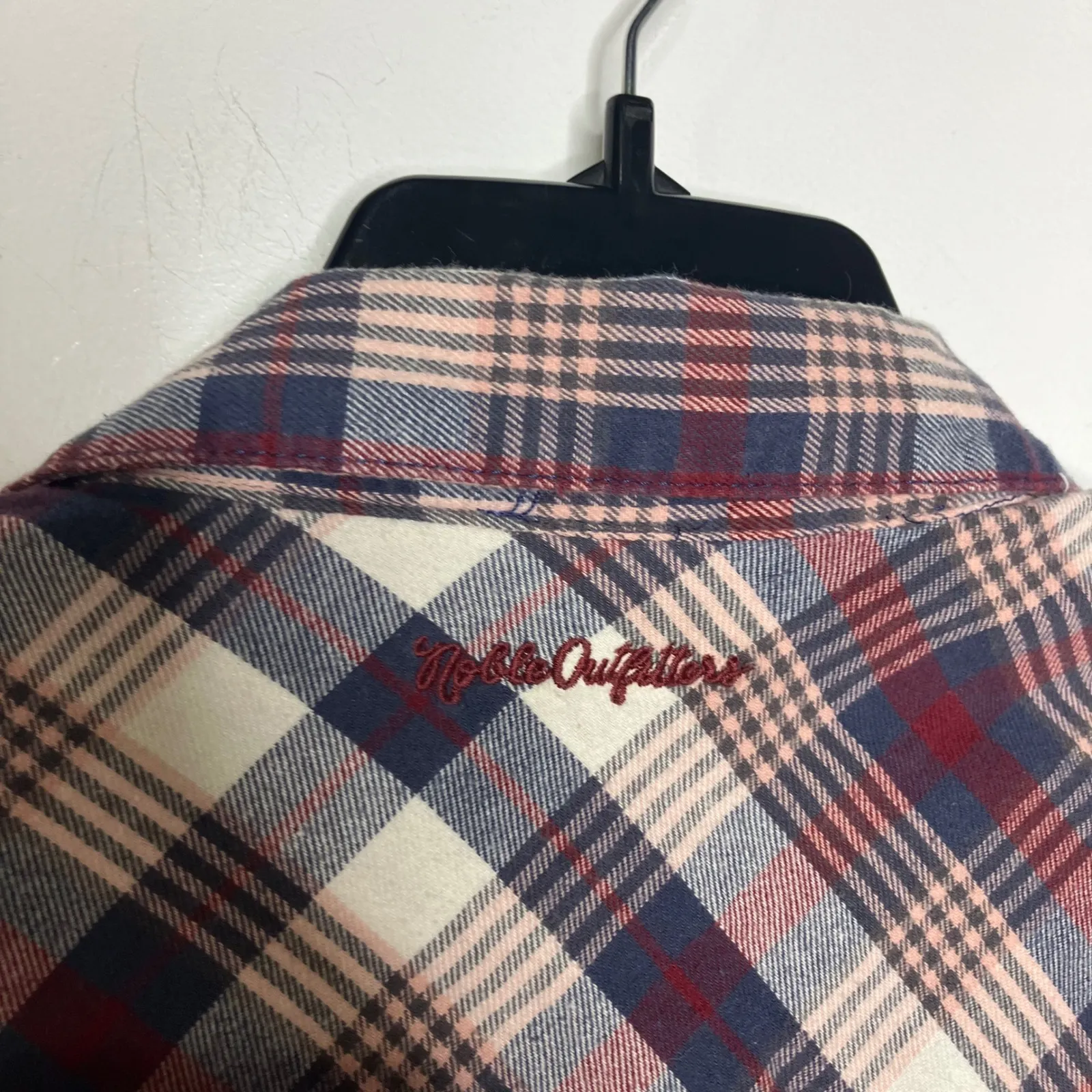 Noble outfitters plaid button down shirt 100% cotton casual western women's 1X Pink - Image 7