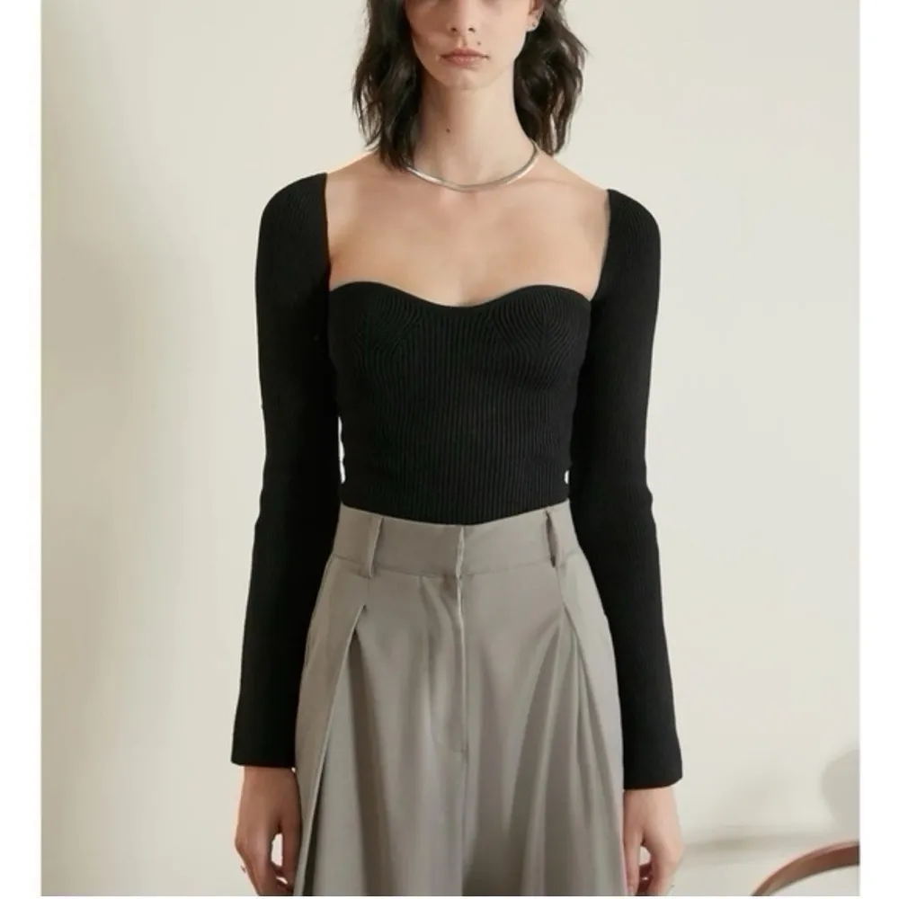 Eleven Six Elle Bodycon Ribbed Sweater Size Small Black - Image 5